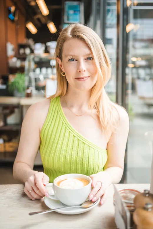 Madison Potter working on client campaigns at her laptop