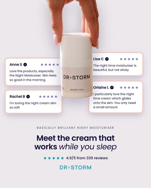 Dr Storm night moisturiser social proof ad