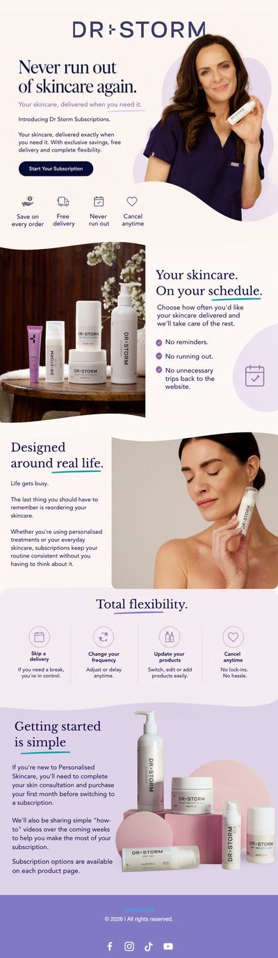 Dr Storm subscriptions launch email