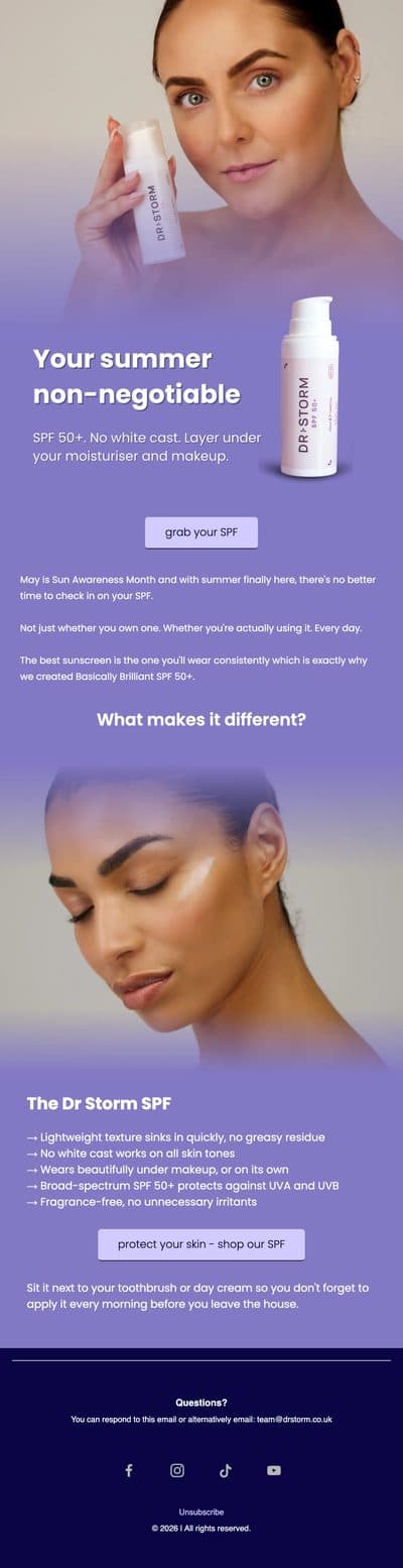 Dr Storm summer SPF email
