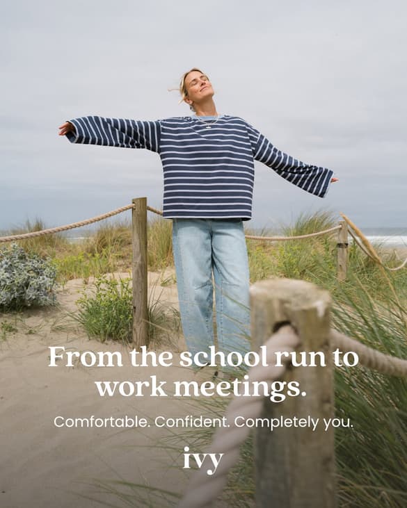 Ivy T ad: from the school run to work meetings, a striped top on the beach