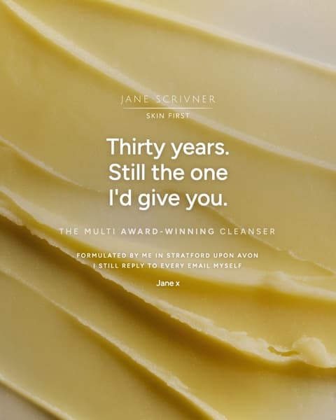 Jane Scrivner thirty years cleanser ad
