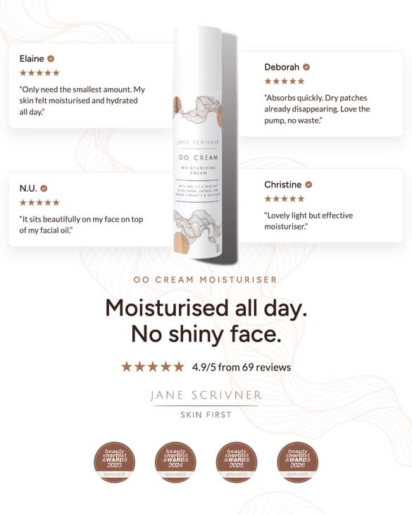 Jane Scrivner OO Cream moisturiser reviews ad, 4.9 out of 5 from 69 reviews
