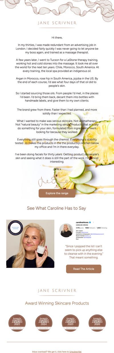 Jane Scrivner founder story email