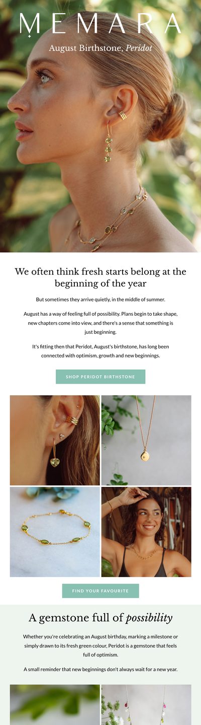 Memara August birthstone email