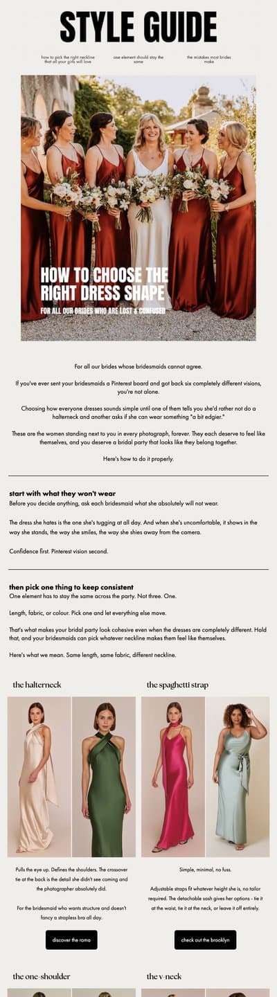 ReWritten bridesmaid style guide email